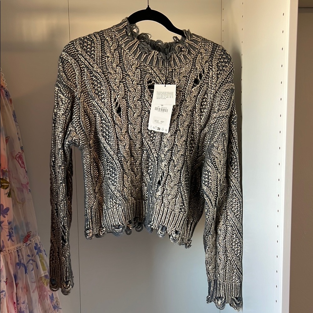 Gray Cable Knit Sweater by Zara brand new size M